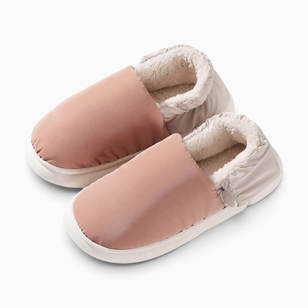 Chaussons chauffants UnPeignoir pour femme en polyester rose avec doublure en fourrure synthétique douce