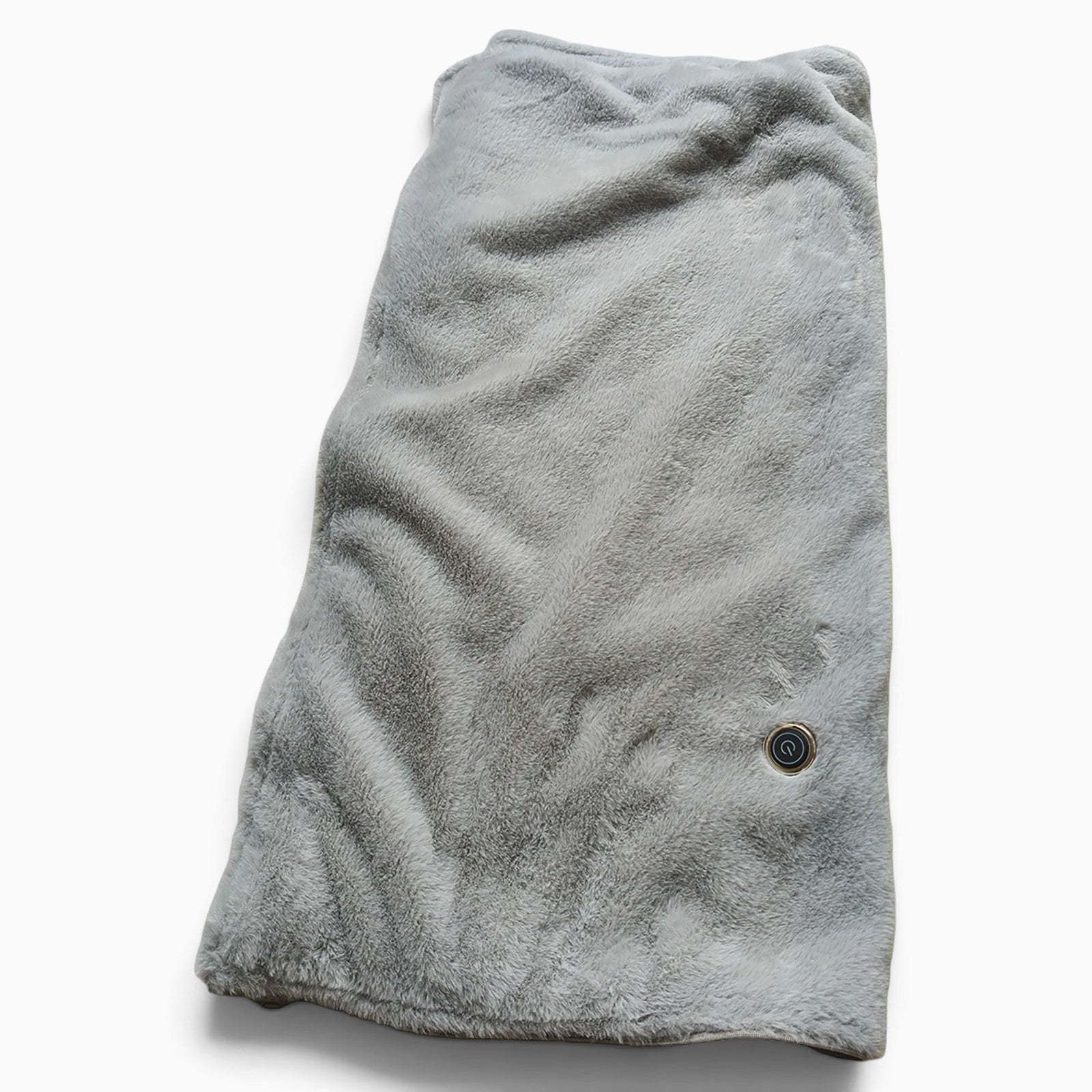 Plaid chauffant UnPeignoir gris en tissu doux avec bouton de réglage de température intégré pour le confort à domicile